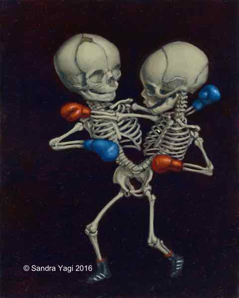 Boxing Twins #4, oil on panel, 10x8, 2016